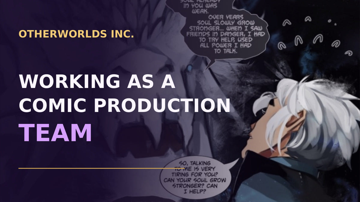Glacias dragon scene fills the background behind the title Working as a Comic Production Team.
