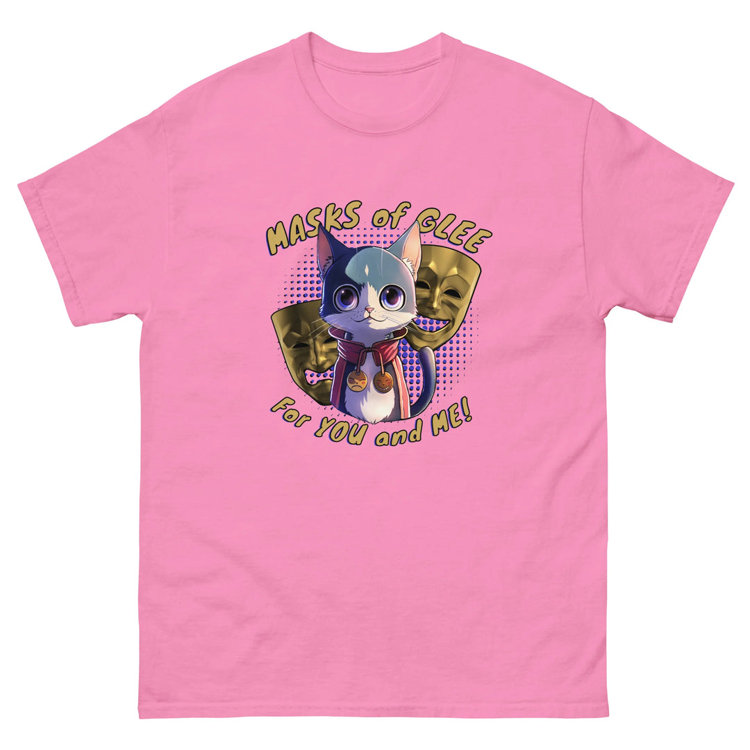 Masks of Glee Janus Cat Unisex Tee pink