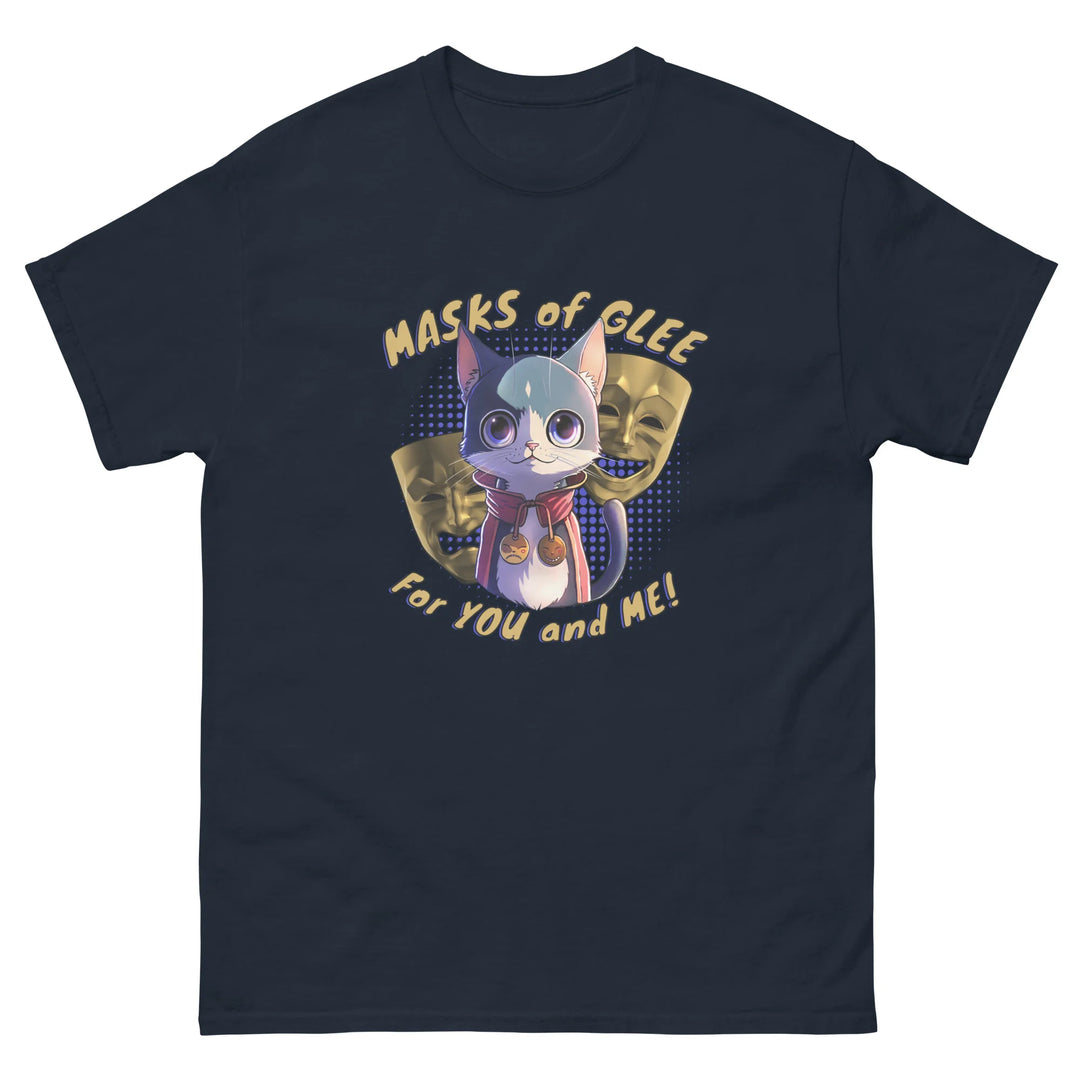 Masks of Glee Janus Cat Unisex Tee navy 