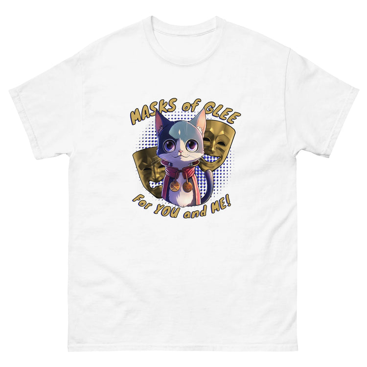 Masks of Glee Janus Cat Unisex Tee white