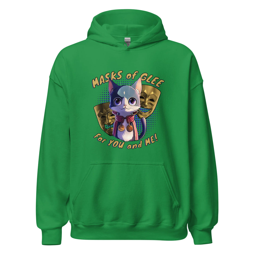 Masks of Glee Janus Cat Unisex Hoodie green