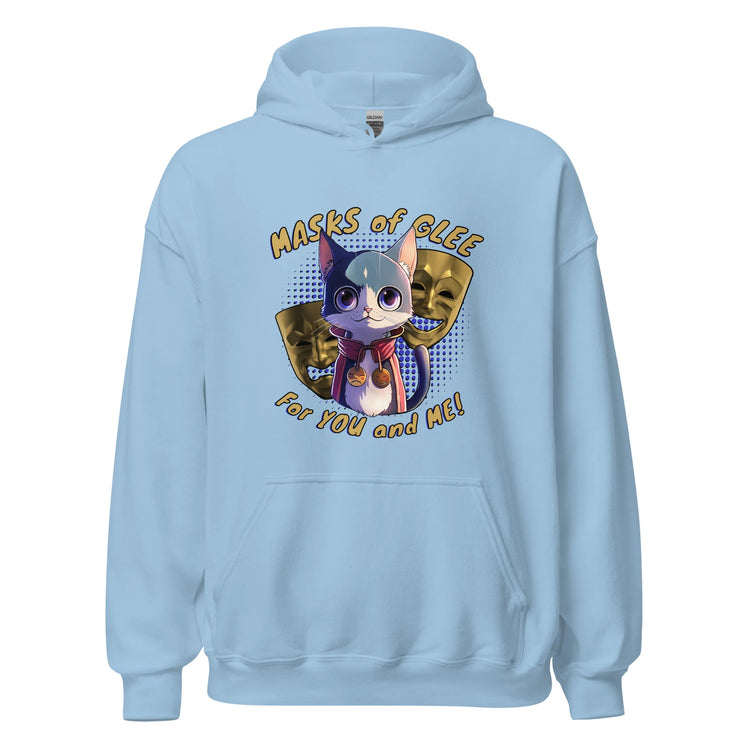 Masks of Glee Janus Cat Unisex Hoodie light blue