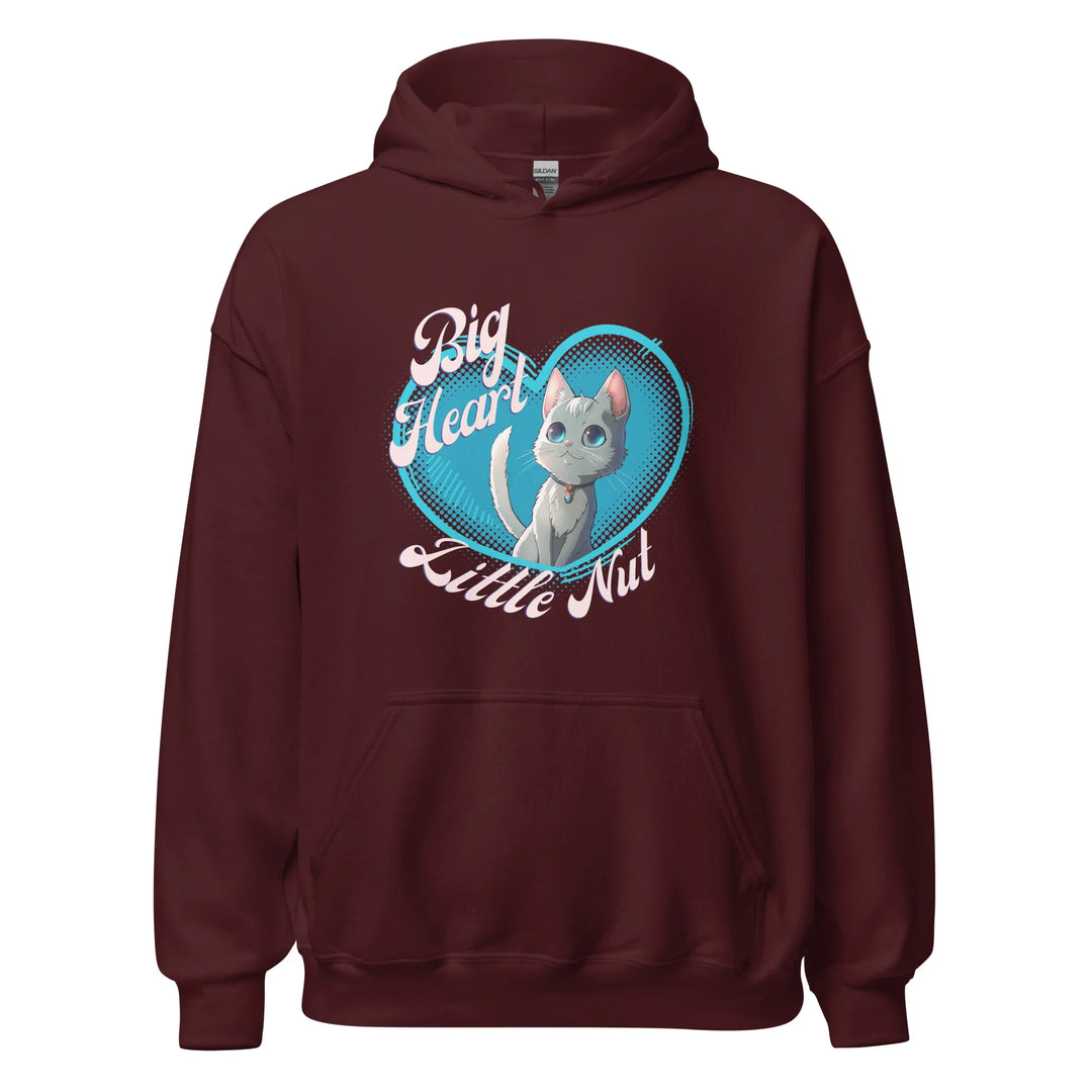 Big Heart, Little Nut Cat Unisex Hoodie maroon