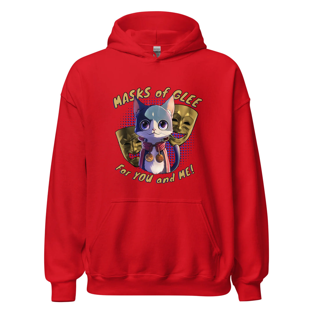 Masks of Glee Janus Cat Unisex Hoodie red