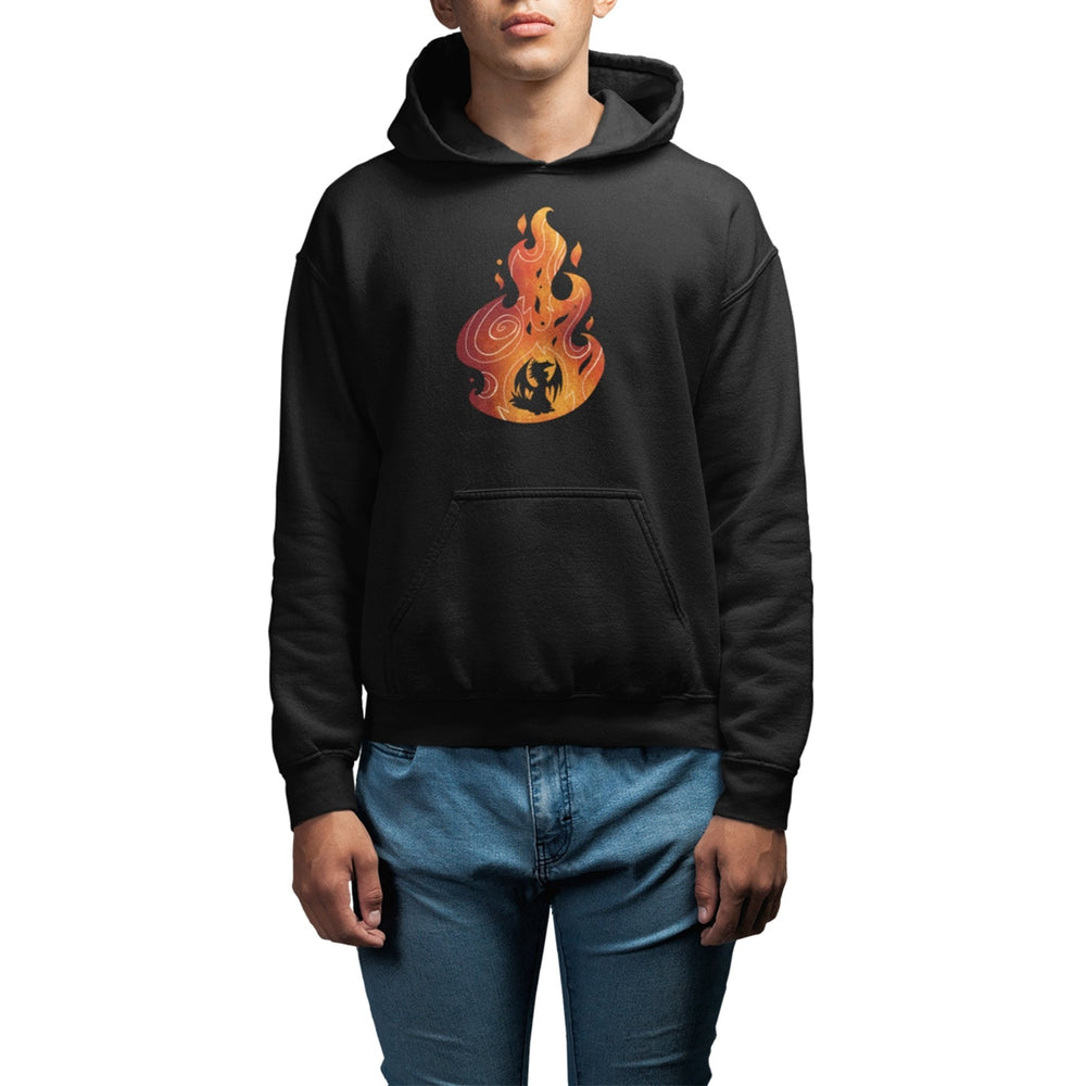 fire spirit hoodie black on model