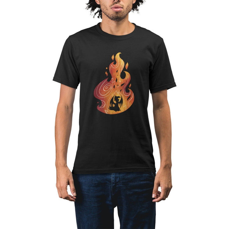 fire spirit tshirt black on model