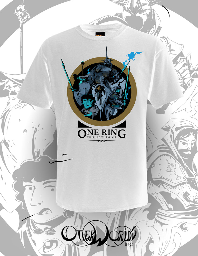 One Ring LoTR Unisex Tee display white OW advert