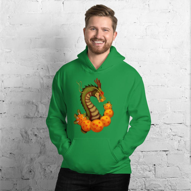 shenron unisex hoodie green on model